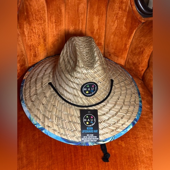 Maui and Sons Other - Maui and Son Unisex Lifeguard Straw UPF 50+ Hat, Turquoise /Blue, One Size